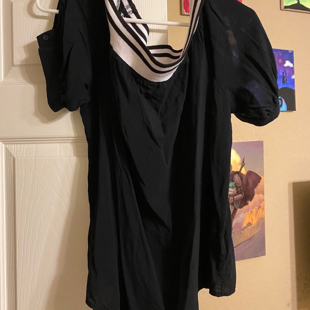 Off the shoulder flowy black blouse